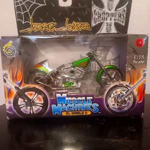 WEST COAST CHOPPERS JESSE JAMES EL DIABLO II 1/18 1:18 BIKE GREEN & ORANGE